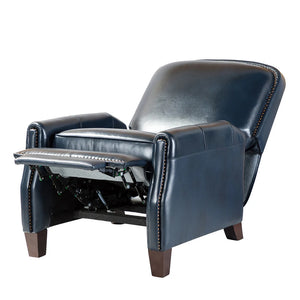 Gladis Modern Retro Genuine Leather Recliner with Nailhead Trim