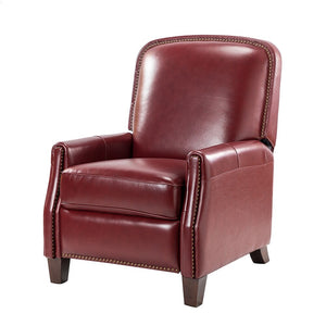 Gladis Modern Retro Genuine Leather Recliner with Nailhead Trim