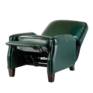 Gladis Modern Retro Genuine Leather Recliner with Nailhead Trim