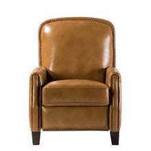 Gladis Modern Retro Genuine Leather Recliner with Nailhead Trim