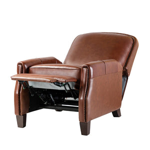 Gladis Modern Retro Genuine Leather Recliner with Nailhead Trim