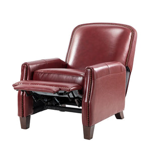 Gladis Modern Retro Genuine Leather Recliner with Nailhead Trim