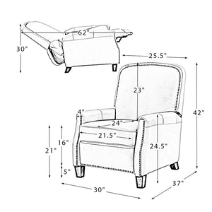 Gladis Modern Retro Genuine Leather Recliner with Nailhead Trim