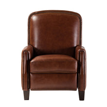 Gladis Modern Retro Genuine Leather Recliner with Nailhead Trim