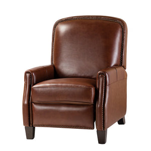 Gladis Modern Retro Genuine Leather Recliner with Nailhead Trim