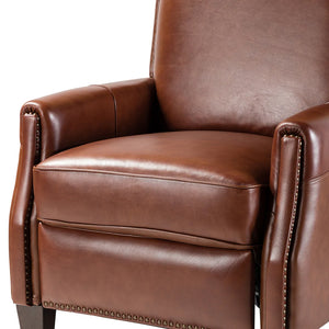 Gladis Modern Retro Genuine Leather Recliner with Nailhead Trim