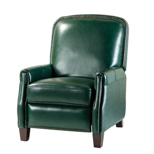 Gladis Modern Retro Genuine Leather Recliner with Nailhead Trim