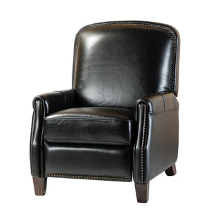 Gladis Modern Retro Genuine Leather Recliner with Nailhead Trim