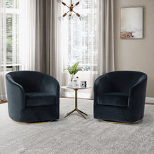 Eleuterio Modern Upholstered Swivel Accent Barrel Chair with Metal Base Set of 2