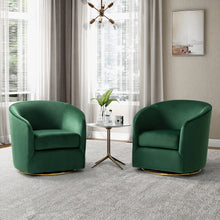 Eleuterio Modern Upholstered Swivel Accent Barrel Chair with Metal Base Set of 2