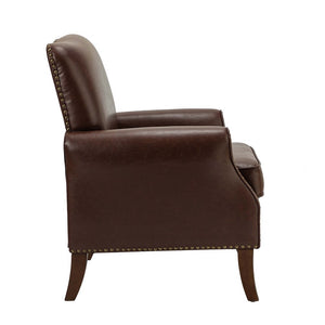 Bernhard Mid-Century Modern Leather Armchair with Nailhead Trim Design