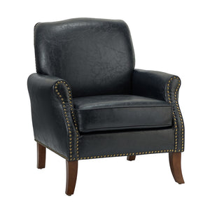 Bernhard Mid-Century Modern Leather Armchair with Nailhead Trim Design