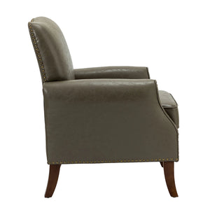 Bernhard Mid-Century Modern Leather Armchair with Nailhead Trim Design