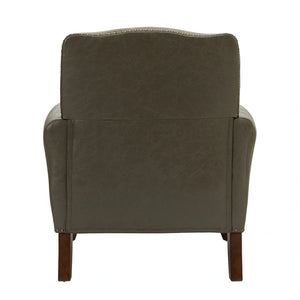 Bernhard Mid-Century Modern Leather Armchair with Nailhead Trim Design