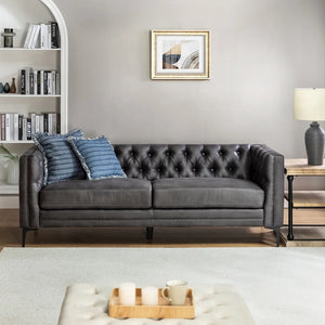 Tufted Leather Print Sofa Couch Cover