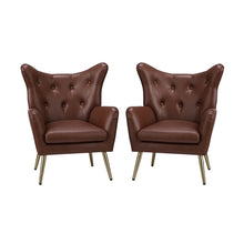 Joseph Modern Leather Wingback Armchair with Pull-button Design Set of 2