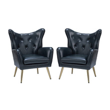 Joseph Modern Leather Wingback Armchair with Pull-button Design Set of 2