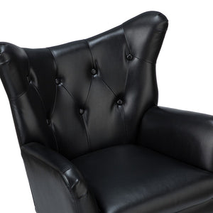 Joseph Modern Leather Wingback Armchair with Pull-button Design Set of 2