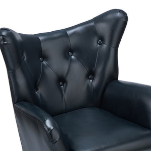 Joseph Modern Leather Wingback Armchair with Pull-button Design Set of 2