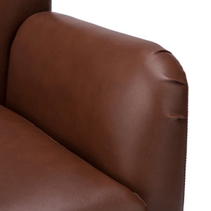 Joseph Modern Leather Wingback Armchair with Pull-button Design