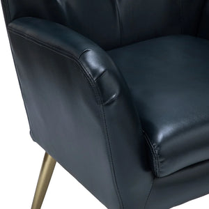 Joseph Modern Leather Wingback Armchair with Pull-button Design