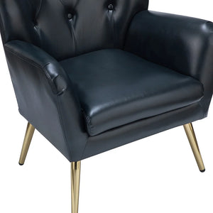 Joseph Modern Leather Wingback Armchair with Pull-button Design