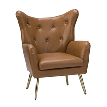 Joseph Modern Leather Wingback Armchair with Pull-button Design