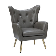 Joseph Modern Leather Wingback Armchair with Pull-button Design