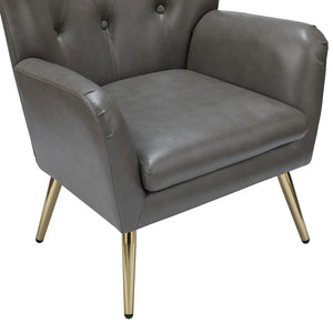 Joseph Modern Leather Wingback Armchair with Pull-button Design