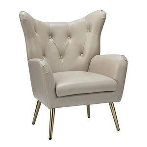 Joseph Modern Leather Wingback Armchair with Pull-button Design