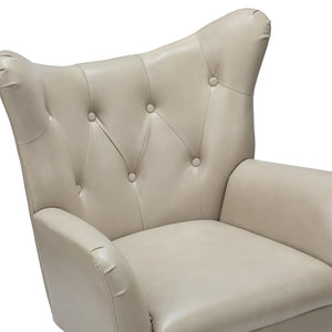 Joseph Modern Leather Wingback Armchair with Pull-button Design