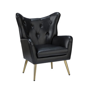 Joseph Modern Leather Wingback Armchair with Pull-button Design