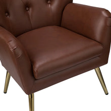 Joseph Modern Leather Wingback Armchair with Pull-button Design