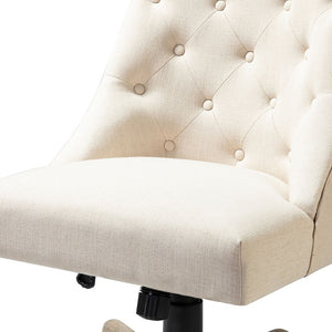 Estelle Swivel Tufted Task Modern Office Chair with Wood Base