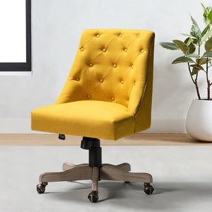 Estelle Swivel Tufted Task Modern Office Chair with Wood Base