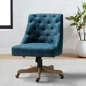 Estelle Swivel Tufted Task Modern Office Chair with Wood Base