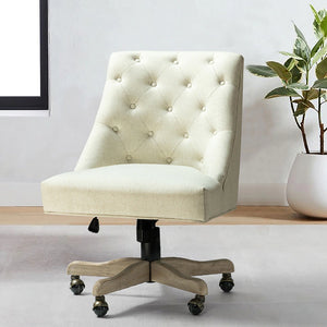 Estelle Swivel Tufted Task Modern Office Chair with Wood Base