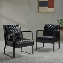 LagashMid Century Modern PU Leather Accent Armchair with Metal Base Set of 2