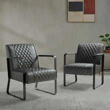 LagashMid Century Modern PU Leather Accent Armchair with Metal Base Set of 2