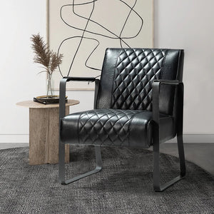 Lagash Mid Century Modern PU Leather Accent Armchair with Tufted Back