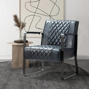 Lagash Mid Century Modern PU Leather Accent Armchair with Tufted Back