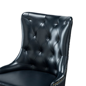 Leo Modern Leather Tufted Task Chair Nailhead Trim with Golden Base