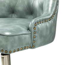 Leo Modern Leather Tufted Task Chair Nailhead Trim with Golden Base