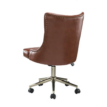 Leo Modern Leather Tufted Task Chair Nailhead Trim with Golden Base