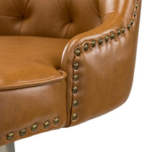 Leo Modern Leather Tufted Task Chair Nailhead Trim with Golden Base