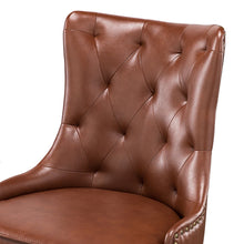 Leo Modern Leather Tufted Task Chair Nailhead Trim with Golden Base