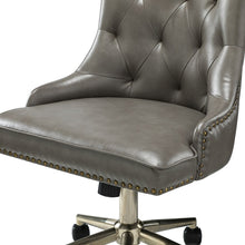 Leo Modern Leather Tufted Task Chair Nailhead Trim with Golden Base