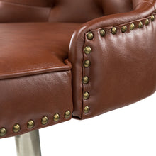 Leo Modern Leather Tufted Task Chair Nailhead Trim with Golden Base