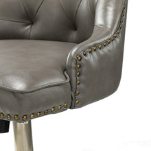 Leo Modern Leather Tufted Task Chair Nailhead Trim with Golden Base