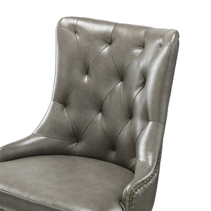 Leo Modern Leather Tufted Task Chair Nailhead Trim with Golden Base